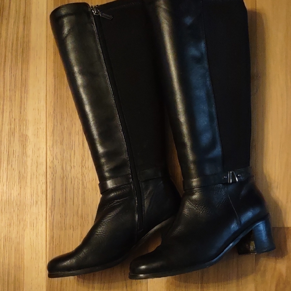 Blondo Black Leather And Nylon Knee-High Boots